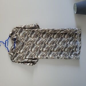 La Petite Française Paris Women's Patterned Short Sleeve V-neck Midi Dress Sz M